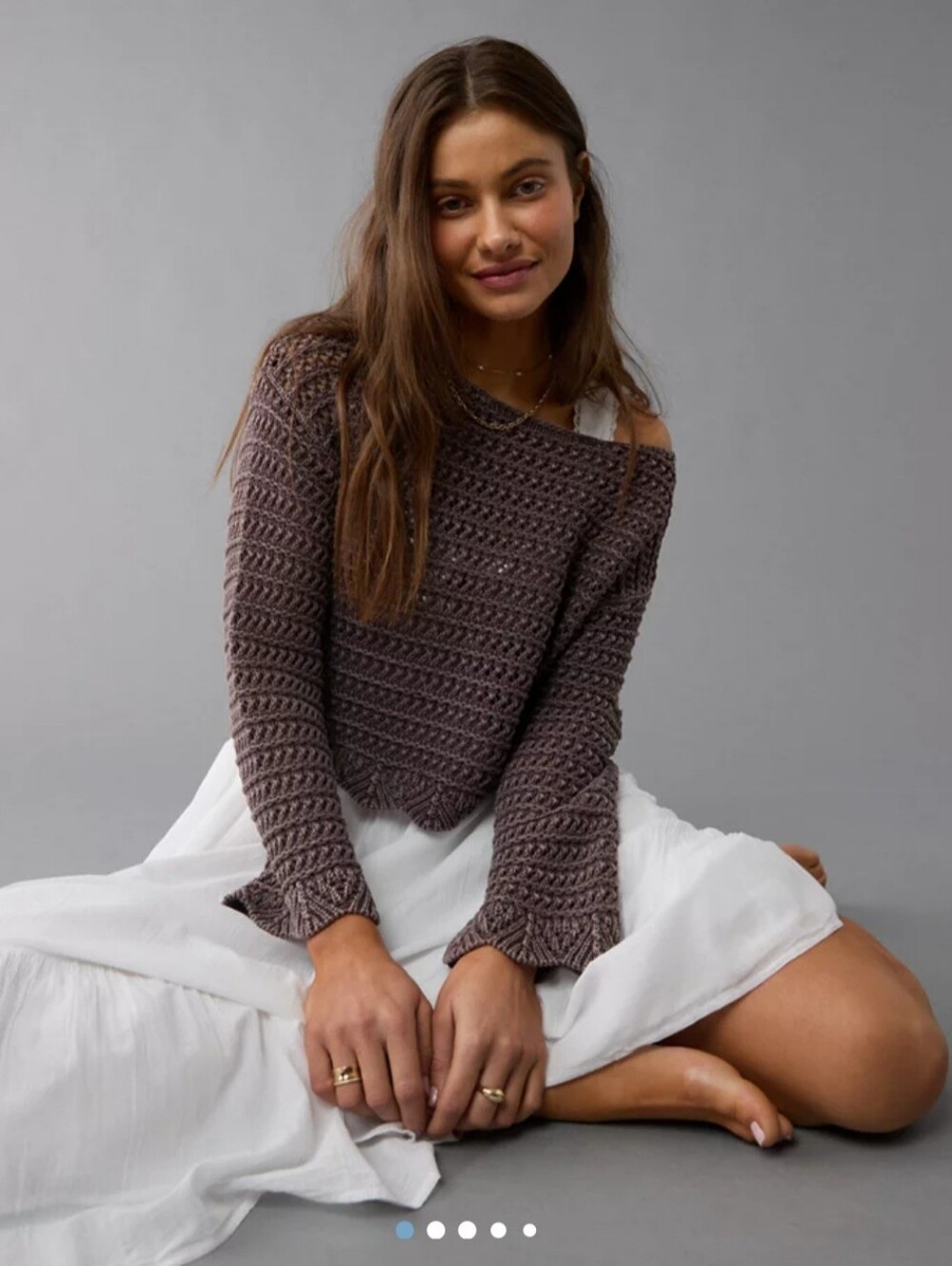 AE Ballet Neck Open Knit Sweater